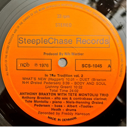 Anthony Braxton / Tete Montoliu Trio In The Tradition Volume 2 Vinyl LP USED