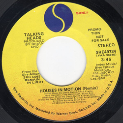 Talking Heads Houses In Motion (Remix) Vinyl 7" USED