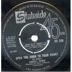 Darrell Banks Open The Door To Your Heart / Our Love (Is In The Pocket) Vinyl 7" USED