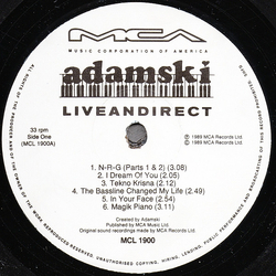 Adamski Liveandirect Vinyl LP USED