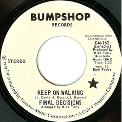 Final Decisions Keep On Walking Vinyl 7" USED