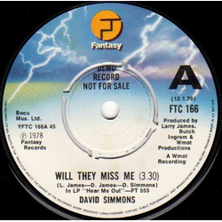 David Simmons (2) Will They Miss Me / It's A Shame Vinyl 7" USED