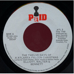 Elliott, Walter & Bennett The Twelve Days Of A Atlanta Falcon Christmas USED VINYL 7INCH 45 RPM SINGLE MISPRINT