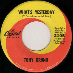 Tony Bruno (3) What's Yesterday / Small Town, Bring Down Vinyl 7" USED