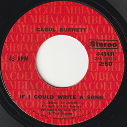 Carol Burnett If I Could Write A Song / Sunrise, Sunset Vinyl 7" USED