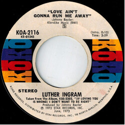 Luther Ingram Love Ain't Gonna Run Me Away / To The Other Man USED VINYL 7INCH 45 RPM