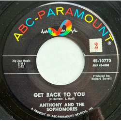 Anthony & The Sophomores Get Back To You Vinyl 7" USED