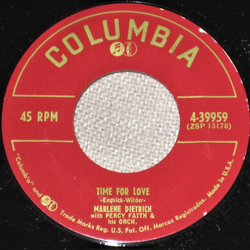 Marlene Dietrich Time For Love / Look Me Over Closely Vinyl 7" USED