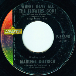 Marlene Dietrich Where Have All The Flowers Gone (Sag Mir Wo Die Blumen Sind) (English Lyric) / Where Have All The Flowers Gone (Sag Mir Wo Die Blumen