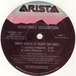 Whitney Houston Why Does It Hurt So Bad / I Wanna Dance With Somebody (Who Loves Me) (Remix 1996) Vinyl 12" USED