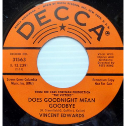 Vince Edwards (2) Does Goodnight Mean Goodbye / Per Te Per Me Vinyl 7" USED