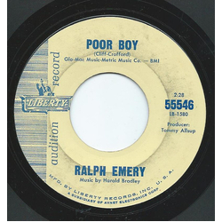 Ralph Emery Poor Boy / A Touch Of The Master's Hand Vinyl 7" USED
