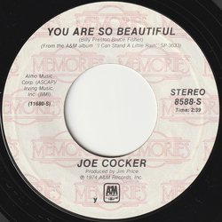 Joe Cocker You Are So Beautiful / High Time We Went Vinyl 7" USED
