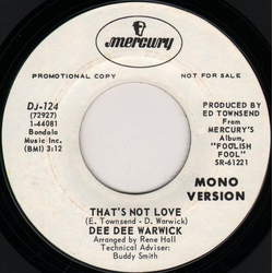 Dee Dee Warwick That's Not Love Vinyl 7" USED