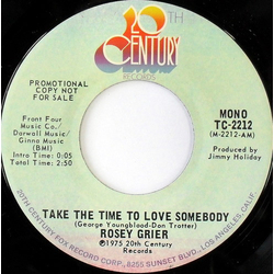 Roosevelt Grier Take The Time To Love Somebody / Your Love Is Right Up My Alley Vinyl 7" USED