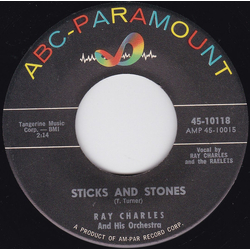 Ray Charles And His Orchestra Sticks And Stones / Worried Life Blues Vinyl 7" USED