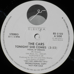 The Cars Tonight She Comes Vinyl 12" USED