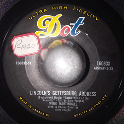Wink Martindale Lincoln's Gettysburg Address / Loves Old Sweet Song Vinyl 7" USED