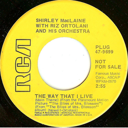Shirley MacLaine / Riz Ortolani E La Sua Orchestra The Way That I Live Vinyl 7" USED