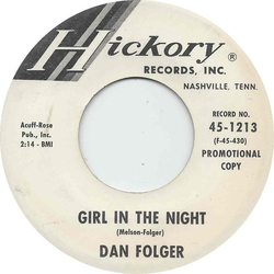 Dan Folger Girl In The Night / Sweet Paradise Vinyl 7" USED