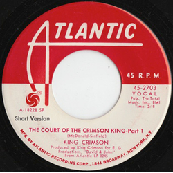 King Crimson The Court Of The Crimson King-Part 1 Vinyl 7" USED