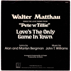 Walter Matthau (2) / Al Capps Love's The Only Game In Town / Love Theme From "Pete 'N' Tillie" Vinyl 7" USED