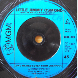 Jimmy Osmond Long Haired Lover From Liverpool Vinyl 7" USED
