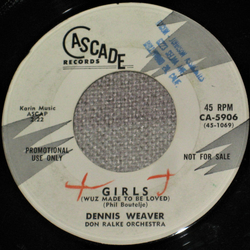 Dennis Weaver / Don Ralke Orchestra Girls (Wuz Made To Be Loved) Vinyl 7" USED