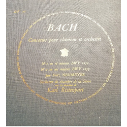 Johann Sebastian Bach / Fritz Neumeyer / Kammerorchester Des Saarländischen Rundfunks, Saarbrücken / Karl Ristenpart Concertos Pour Clavecin Et Orches