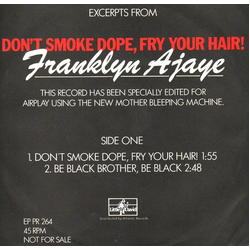 Franklyn Ajaye Excerpts From Don't Smoke Dope, Fry Your Hair! Vinyl 7" USED