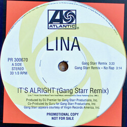 Lina It's Alright (Gang Starr Remix) USED VINYL 12INCH PROMO