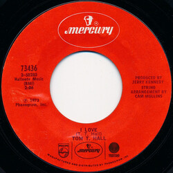 Tom T. Hall I Love / Back When We Were Young USED VINYL 7INCH 45 RPM SINGLE STYRENE