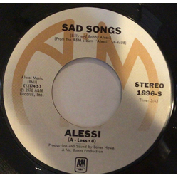 Alessi Sad Songs / Don’t Hold Back Vinyl 7" USED
