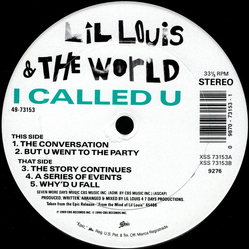 Lil' Louis & The World I Called U Vinyl 12" USED