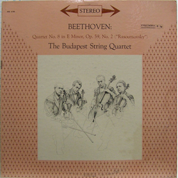 Ludwig van Beethoven / Budapest String Quartet Quartet No. 8 In E Minor, Op. 59, No. 2 ("Rasoumovsky") Vinyl LP USED
