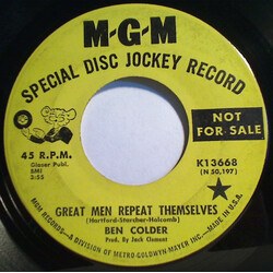 Ben Colder Great Men Repeat Themselves / There Goes My Everything # 2 Vinyl 7" USED