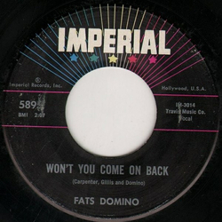 Fats Domino Won't You Come On Back / Hands Across The Table Vinyl 7" USED