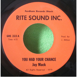 Joy Mack You Had Your Chance Vinyl 7" USED