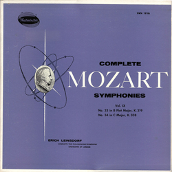 Wolfgang Amadeus Mozart / Erich Leinsdorf / Philharmonic Symphony Of London Complete Symphonies Vol. IX No. 33 In B Flat Major, K. 319 No. 34 In C Maj