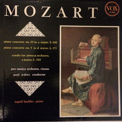 Wolfgang Amadeus Mozart / Vienna Pro Musica Orchestra / Paul Walter / Ingrid Haebler Piano Concerto No. 23 In A Major, K. 488 / Piano Concerto No. 5 I