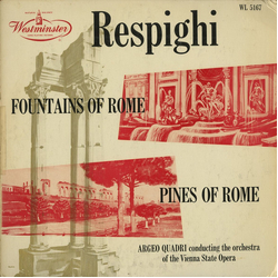 Ottorino Respighi / Orchester Der Wiener Staatsoper / Argeo Quadri Fountains Of Rome / Pines Of Rome Vinyl LP USED