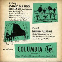 Vincent D'Indy / César Franck / Robert Casadesus Symphony On A French Mountain Air for Orchestra And Piano, Op. 25 / Symphonic Variations Vinyl LP USE