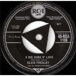 Elvis Presley / The Jordanaires A Big Hunk O' Love Vinyl 7" USED