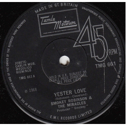 The Miracles Yester Love Vinyl 7" USED