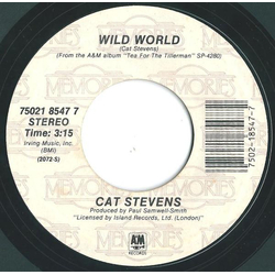 Cat Stevens Wild World / Moonshadow Vinyl 7" USED