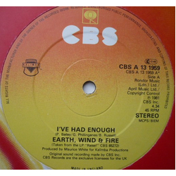 Earth, Wind & Fire I've Had Enough Vinyl 12" USED