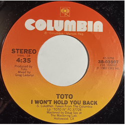 Toto I Won't Hold You Back Vinyl 7" USED