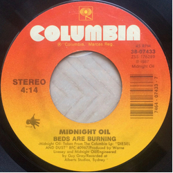Midnight Oil Beds Are Burning Vinyl 7" USED