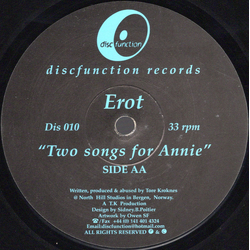 Erot Two Songs For Annie Vinyl 12" USED