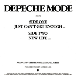 Depeche Mode Just Can't Get Enough / New Life Vinyl 12" USED